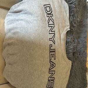 Women's Dkny Jeans Cropped Logo Sweater Avenue Grey Black